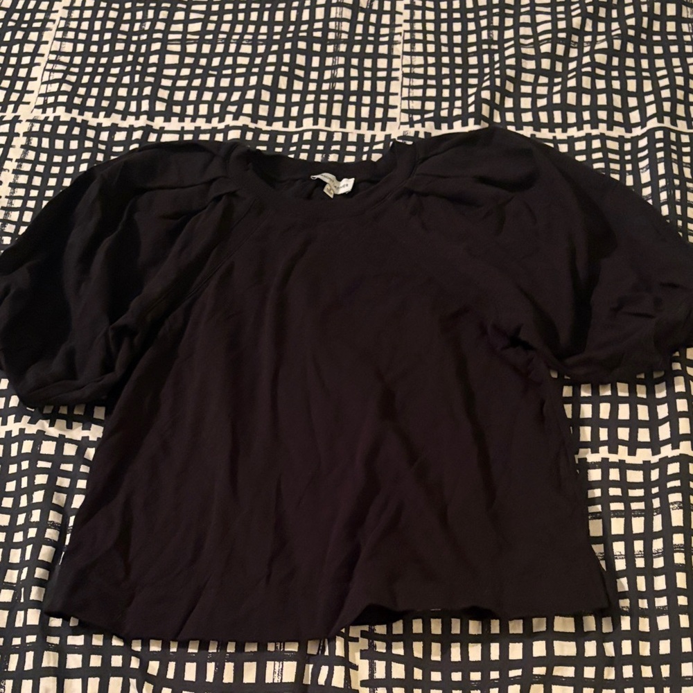 Gibson Latimer Black Blouse Puffy Sleeves Size S